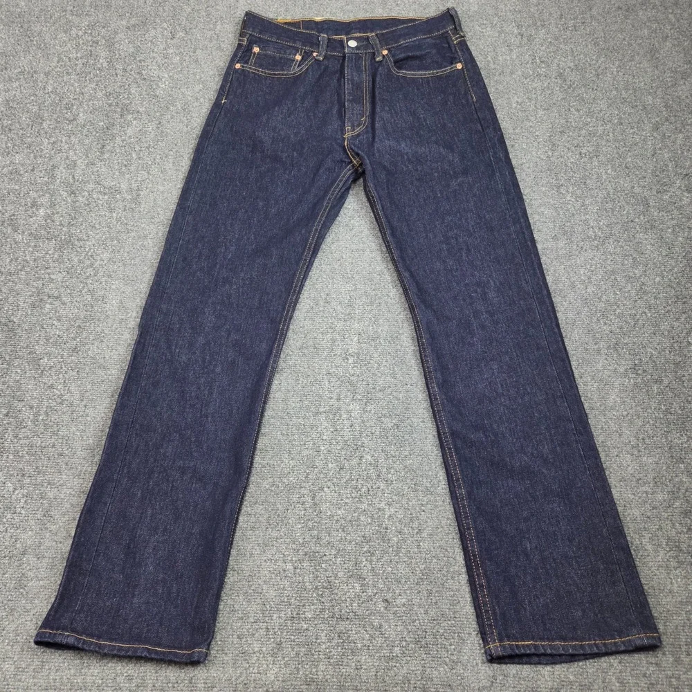 Levis 505 Jeans Mens 32x32‎ Dark Indigo Regular Fit Straight Leg Deadstock Denim